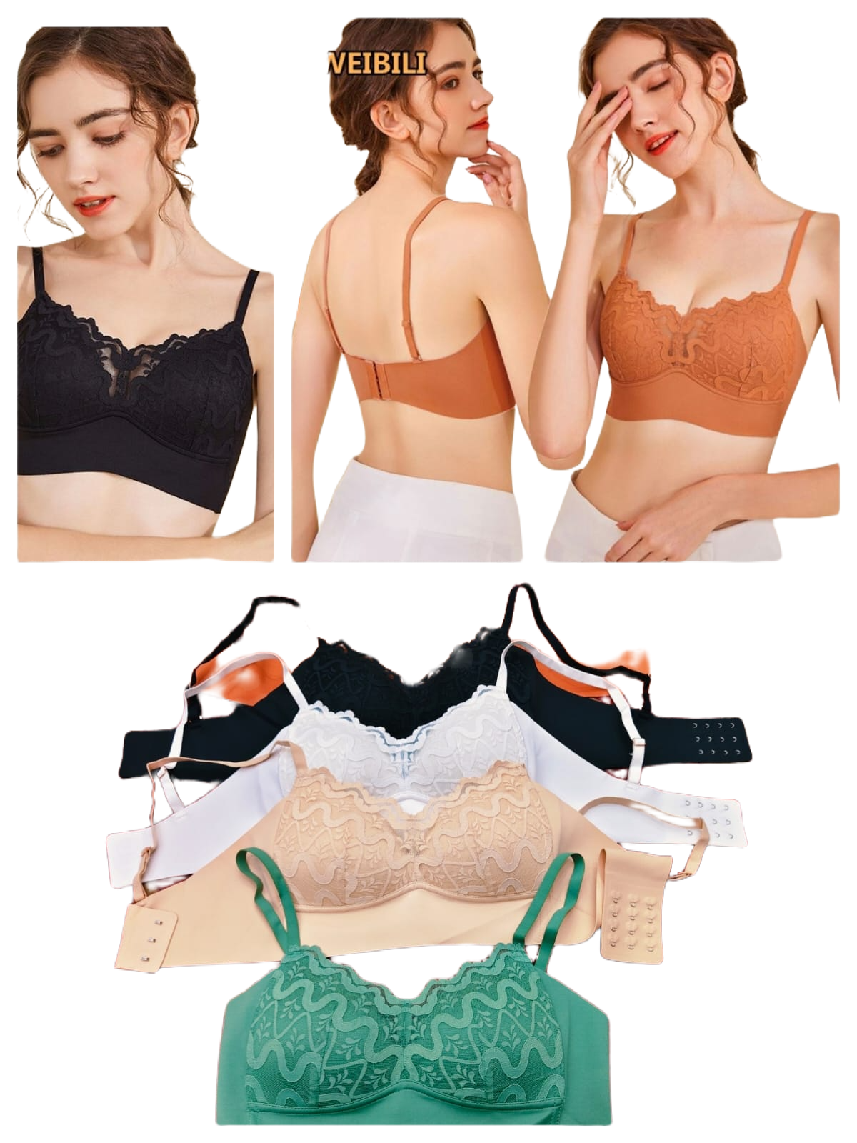 Soft Light Padded Net Non-Wire Back Hook Bra 32–42 Size