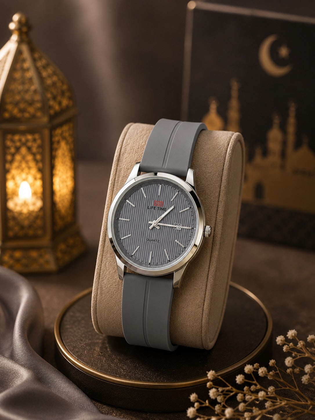 Quartz Grey Strap Premium Watch