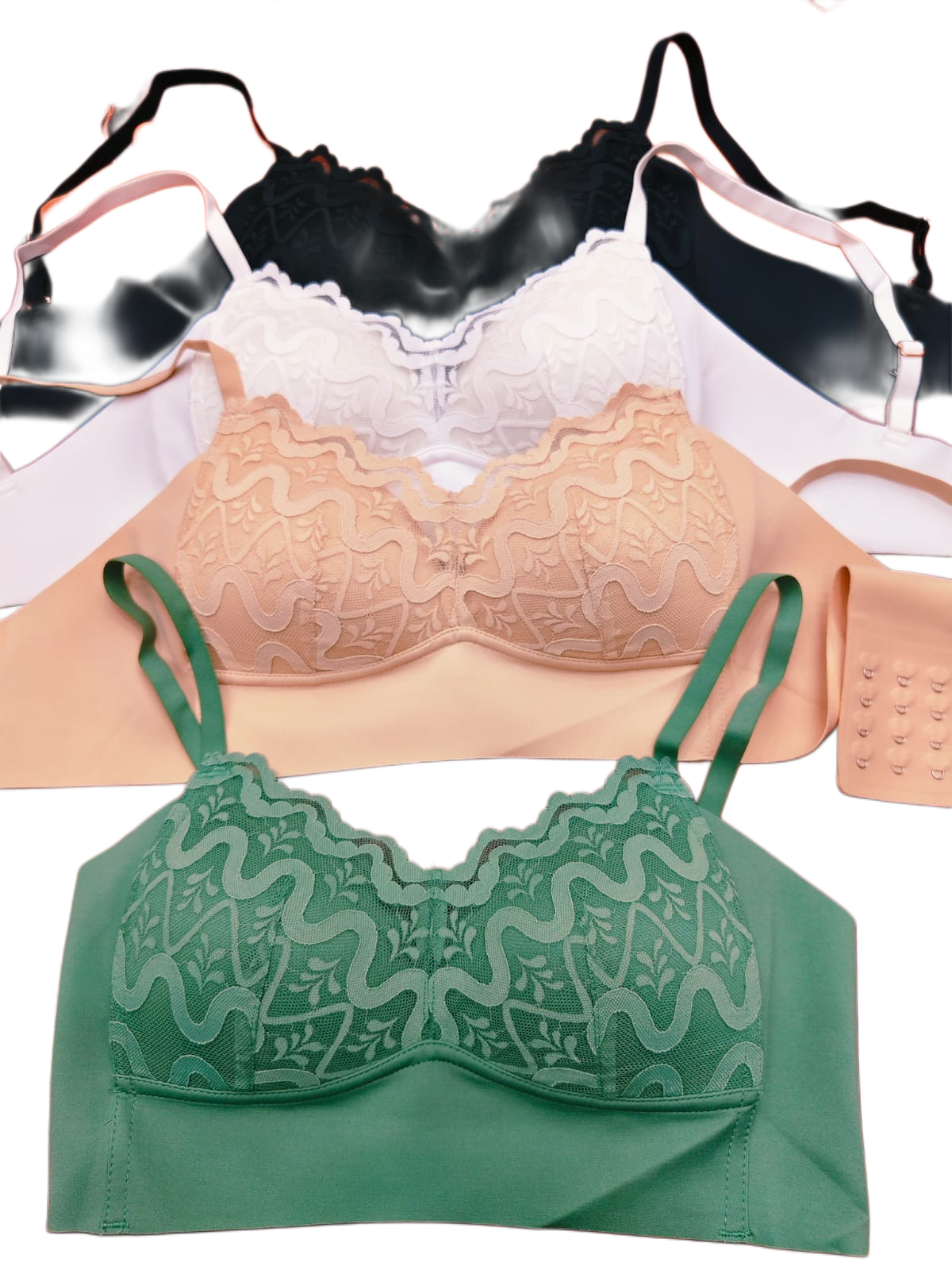 Soft Light Pad Net Non-Wire Back Hook Bra 32–42 Size