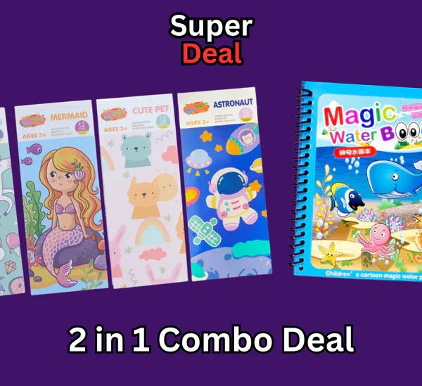 2 in 1 Kids Learning Deal (Water Magic Book + Magical Watercolor Book of 12 Pages)