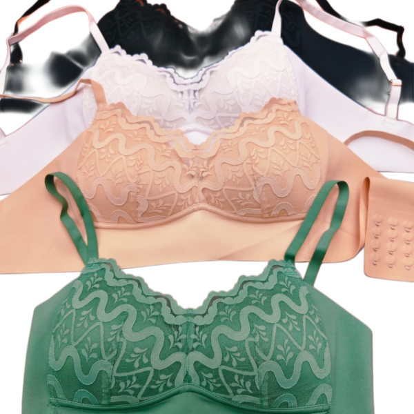 Soft Light Pad Net Non-Wire Back Hook Bra 32–42 Size